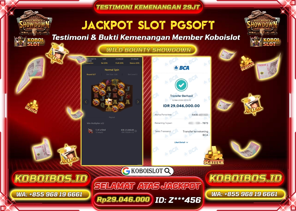 BUKTI KEMENANGAN SLOT GACOR WILD BOUNTY SHOWDOWN Rp29.046.000,- LUNAS