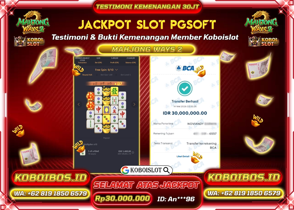 BUKTI KEMENANGAN An*** SLOT GACOR MAHJONG WAYS 2 Rp30.000.000,- LUNAS