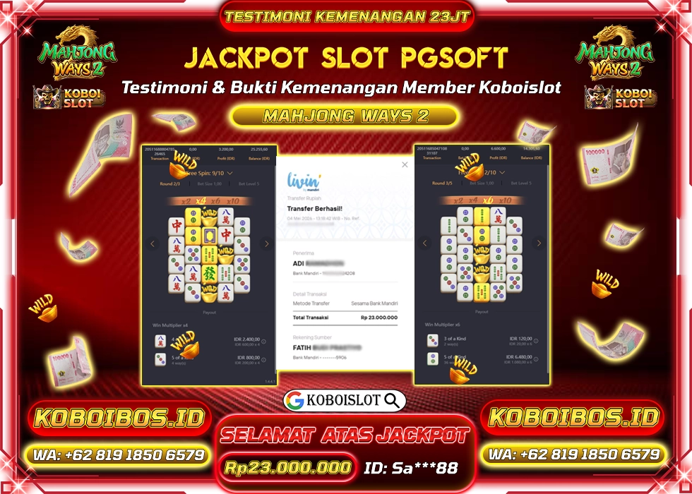 BUKTI KEMENANGAN Sa*** SLOT GACOR MAHJONG WAYS 2 Rp23.000.000,- LUNAS