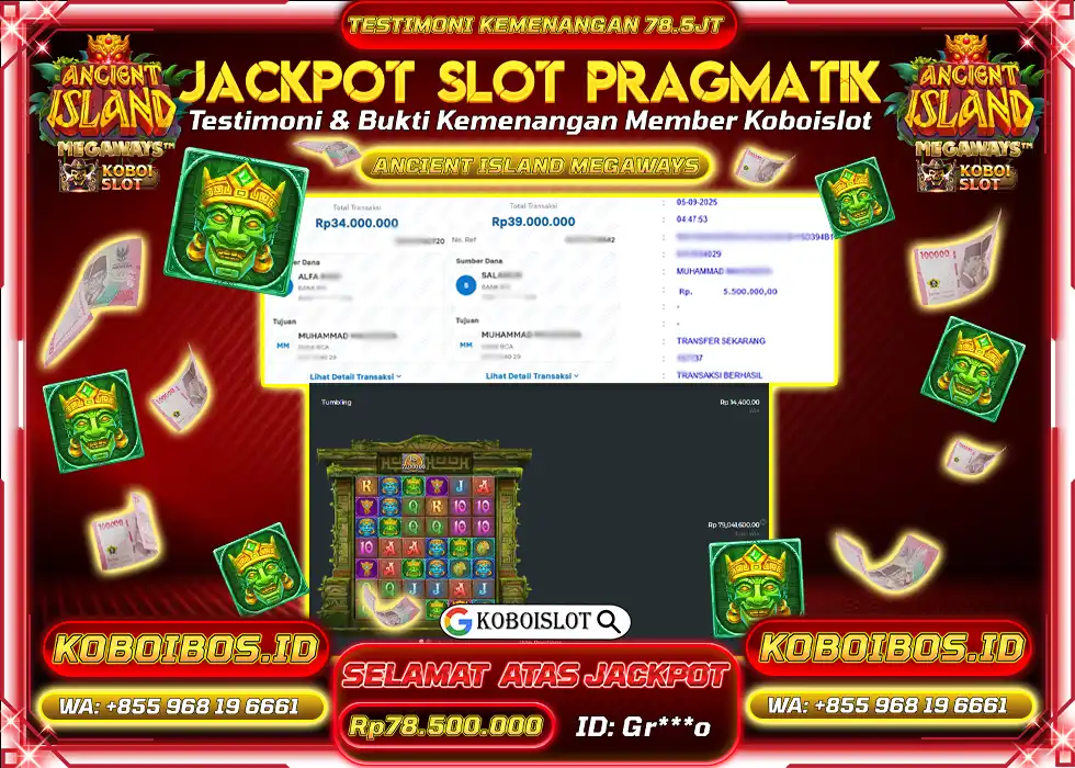 BUKTI KEMENANGAN SLOT GACOR ANCIENT ISLAND MEGAWAYS Rp78.500.000,- LUNAS
