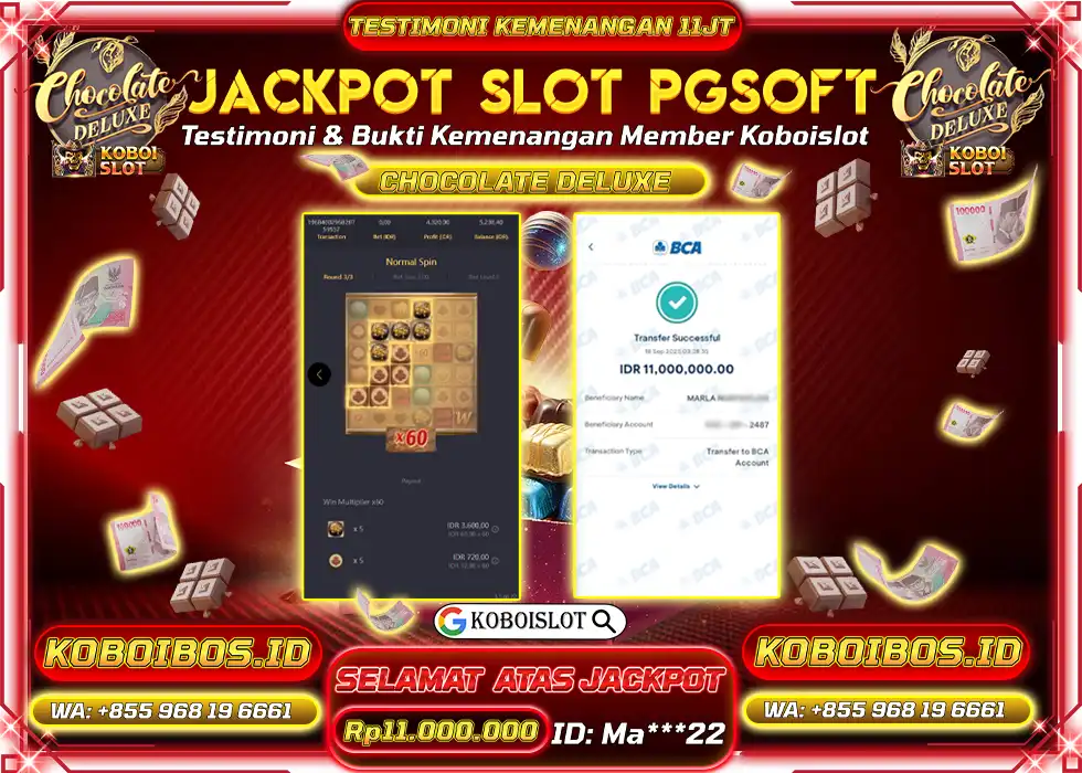 BUKTI KEMENANGAN SLOT GACOR CHOCOLATE DELUXE Rp11.000.000,- LUNAS