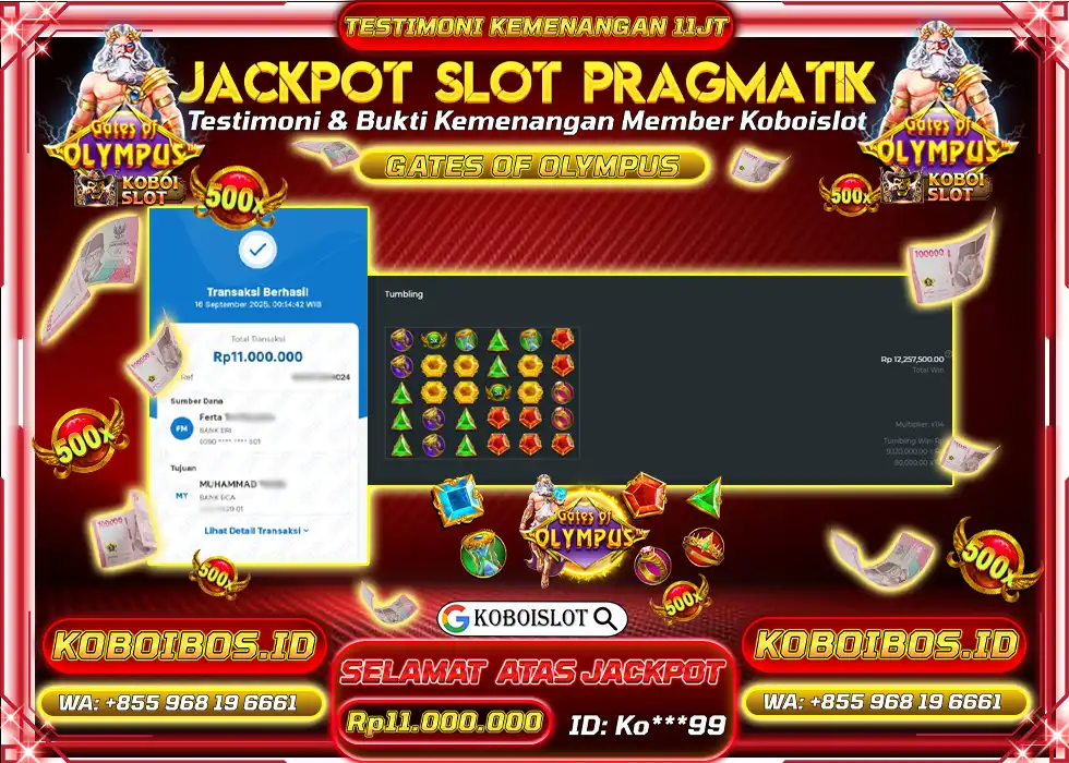 BUKTI KEMENANGAN SLOT GACOR GATES OF OLYMPUS Rp11.000.000,- LUNAS
