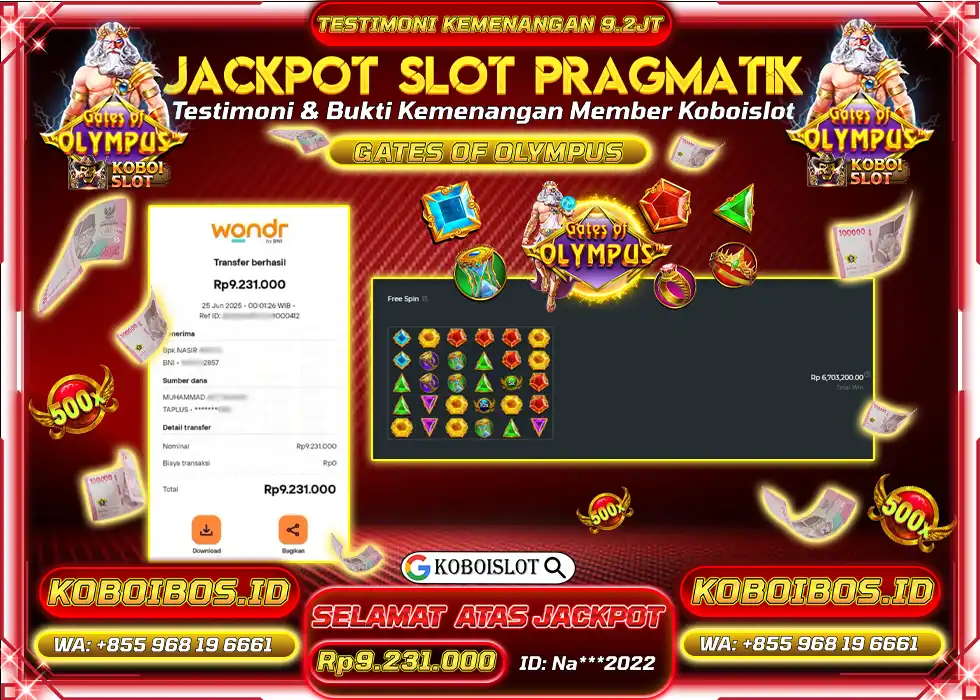 BUKTI KEMENANGAN SLOT GACOR GATES OF OLYMPUS Rp9.231.000,- LUNAS