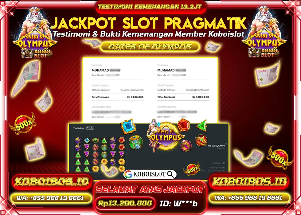 BUKTI KEMENANGAN SLOT GACOR GATES OF OLYMPUS Rp13.200.000,- LUNAS
