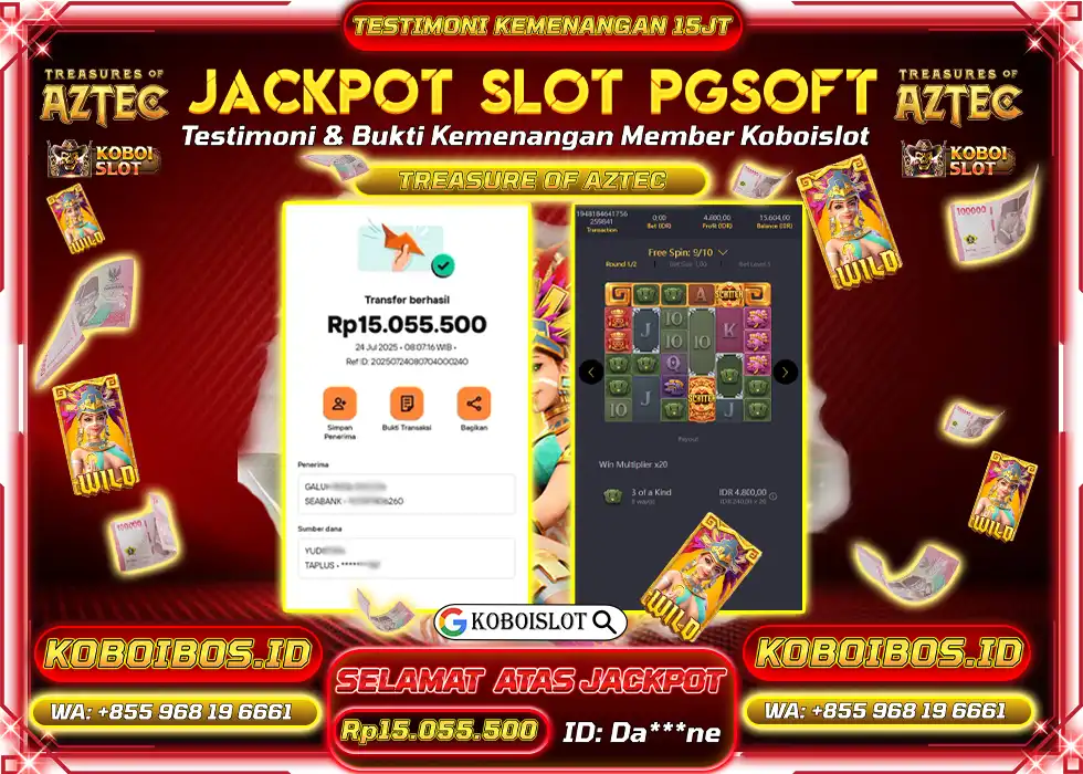 BUKTI KEMENANGAN SLOT GACOR TREASURES OF AZTEC Rp15.055.000,- LUNAS